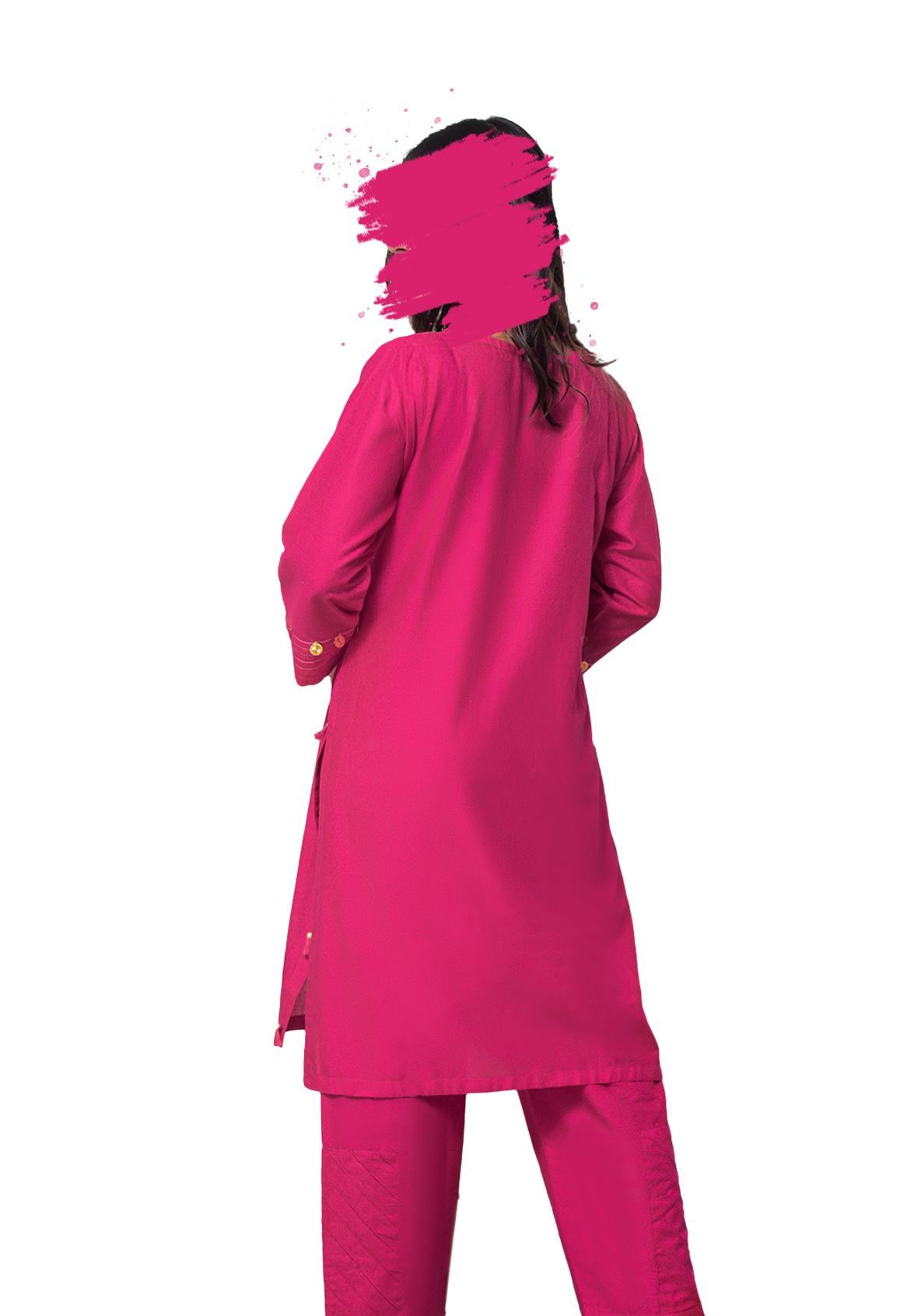 Pink - Solid - AKS-1004 Co-ord - Rozana by AKS